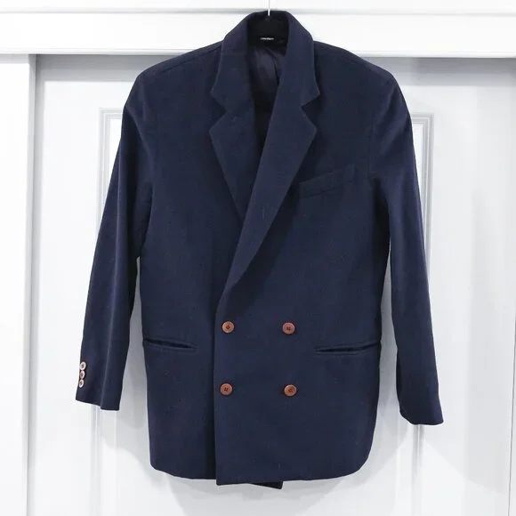 J. Crew Size 4 Double Breasted Navy Wool Cashmere Blazer - Picture 1 of 5